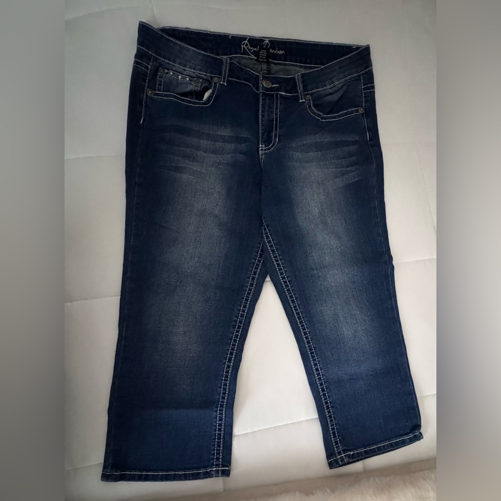 Royal Premium Capris Womens Denim Dark Blue Jeans